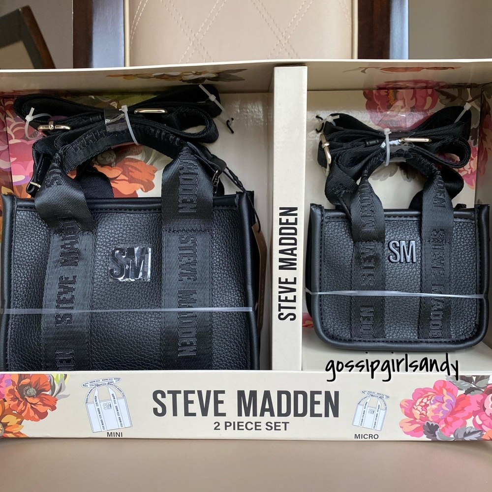 Steve Madden Black Bwebber 2 Piece Crossbody Set